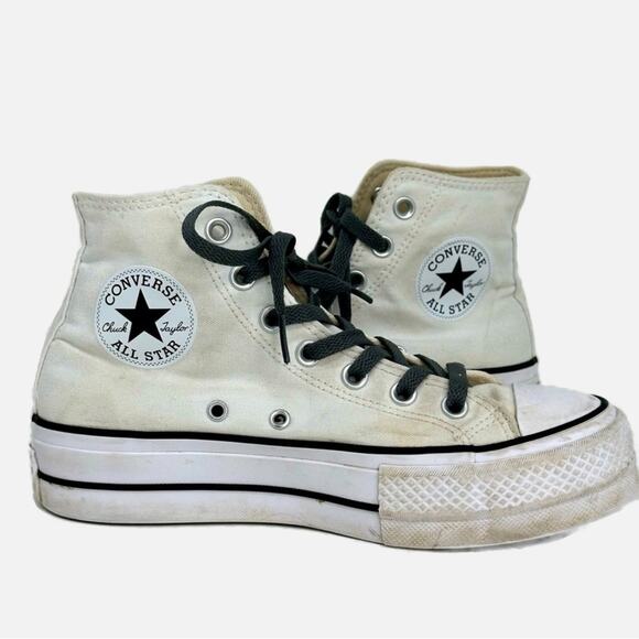 Converse Chuck Taylor High Top Platform Sneakers - DARK GRAY & CREAM - Picture 1 of 6